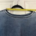 One Teaspoon  Womens Washed Blue Denim Long Sleeve Boat Neck Pullover Boxy Top XS Photo 4