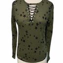 Generation Love  Valentina Long Sleeve Lace Up Tee Star Print Green Extra Small Photo 1