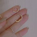 18K Gold Plated White Pearl Gold Hoop Earrings for Women Photo 1