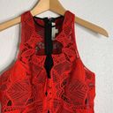 Jonathan Simkhai Red / Black Lace and Tulle Peplum Top Size 2 Photo 2