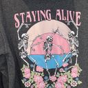 Obsessive Love “Staying alive” skeleton floral gray hooded sweatshirt Photo 3