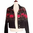 Krass&co County Clothing  Sherpa Fleece Cropped Jacket Boho Western Moose Size Medium Photo 2