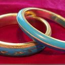 Vintage Blue Two  and Gold Bangle Bracelets Photo 0