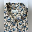 Orvis  tan floral 100% cotton button down -Size 12 -blue/green/tan floral pattern Photo 1