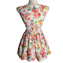 Tobi  Sleeveless Cutout Mini Dress S White Floral Zip Tulle Petti Shoulder Pads Photo 3