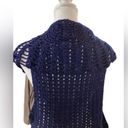 Beautiful unique handmade Crochet vest One Size blue with sparkles. Photo 5