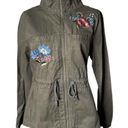 Old Navy NEW  Womens Olive Green Floral Embroidered Utility Field Cargo Jacket S Photo 7