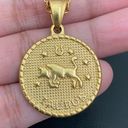 Zodiac 18K Gold plated Taurus  Sign Quarter Coin Pendant 20” Necklace 15.7g Photo 12