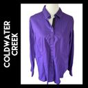 Coldwater Creek  No Iron Deep Purple Button Down Collared Long Sleeve Fitted Blou Photo 1