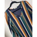 Entro  Womens Long Sleeve Dress Size Small Green Stripe V Neck Retro Fall Colors Photo 1