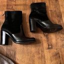 ALL Saints Black Leather Back Zip Ankle Boots Cow hide fur Size 7.5 Photo 3