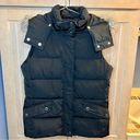 Talbots  Petites Black Puffer Vest With Removable Faux Fur Hood Size Small Photo 0