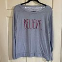 Rae Dunn Women’s Gray  Believe Sweat Shirt Size XL Lightweight Christmas Holidays Photo 5