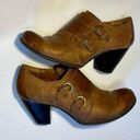 Born concept B.O.C. Brown Leather Buckle Oxford Ankle Boots Booties Heel Sz 8.5 Photo 0