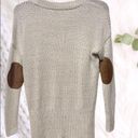 Alya  oatmeal tan elbow patch knit neutral pullover sweater high low Small Photo 1