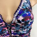 Gottex New. Profile by  pink and blue floral lace front tankini top. 34D. S/M. Re Photo 7