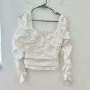 ASTR white ruched long sleeve sweetheart neckline smocked back blouse size small Photo 0