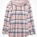 American Eagle AE Plaid Flannel Hooded Shacket Photo 4