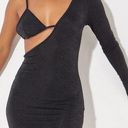 Pretty Little Thing  Black Textured Slinky One Shoulder Bralette Bodycon Dress Photo 0