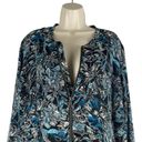 Sejour Nordstrom Blue Floral Bomber Jacket Front Zip Size 16W Photo 2