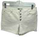 Jessica Simpson  Womens Jean Shorts Button Fly Cuffed Vintage High Waist White 28 Photo 7