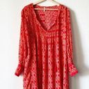 Free People  Marlow Boho Mini Dress Tunic Red Combo S Photo 0