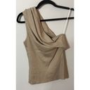 The Range  Folded One Shoulder Tank Top Ribbed Jersey Knit Saddle Tan Medium NEW Photo 4