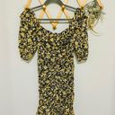 ASTR The Label Yellow Floral Smocked Ruched Off The Shoulder Mini Dress XS Photo 1