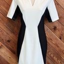 Ellison 🆕  v neck short sleeve mini dress white black stretchy medium Photo 0