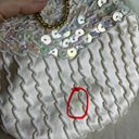 Vintage 50s 60s Sequin Beaded Framed Clutch Gold Chain Strap Ivory Cream Bridal Photo 2