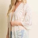 Rebellion Beautiful sheer Lace Embroidered Kimono Duster Swim Coverup Boho Western Small Photo 0