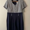 One Piece DBY Vintage 90s Jumpsuit Size 11 Navy Gingham Plaid Photo 3