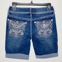 Apt. 9  fleur de Lis embroidered and bedazzled denim Bermuda shorts size 2 Photo 0