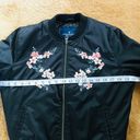 American Eagle Floral Embroidered Black Puffer Bomber Jacket Photo 10