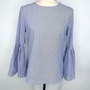 BeachLunchLounge  Lilyana Blue Stripe Bell Sleeve lightweight Top Size XS New Photo 0