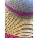 Charlie Paige Charlie‎ Paige Wide Brim Floppy Contrast Bright Pink Straw Sun Hat Photo 4