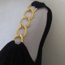 Ronni Nicole black dress gold chain detail Size 8 Photo 3