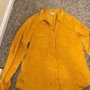 Candie's  Button Up Chiffon Yellow Gold Leopard Blouse Size Large Photo 0