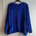 Pixi & Ivy  Royal Blue Chenille Velvet Sweater Oversized Pullover Side Slit - Sm Photo 7