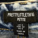 Pretty Little Thing  Distressed Straight Wide Leg High Rise Split Hem Denim Jeans 0 Photo 3