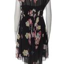 Ulla Johnson Luisa Silk Georgette Dress Noir Black Pink Floral Asymmetric Size 2 Photo 5