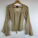 Y2K 90s whimsigoth belle sleeve tan beige gauzy crushed sheer double lined M Size M Photo 0