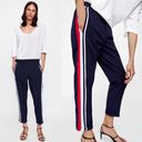 ZARA  High Waist Skinny Pants w/ Packet & Side Stripe Blue/Red Size S NEW Photo 1