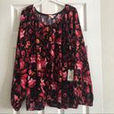 Terra & Sky  Plus Size Peasant Floral Blouse Top 3X Photo 2