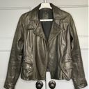 Banana Republic  Brown/Gray 100 % Leather Moto Zip Front Jacket Size Small Photo 1