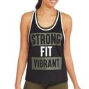 Energie  “ Strong, Fit, Vibrant” racerback tee sz large Photo 0