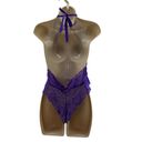 Romantic Purple Lace Deep V Bodysuit Lingerie Womens Large Photo 4