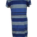 Talbots Shirt Dress Summer Cotton Knit Size Medium Blue Nautical Stripe Photo 4