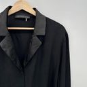 Endless Rose  Black Long Sleeve Button Down Satin Cuff Collar Blouse Women XL Photo 4