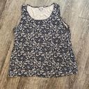 J.Jill  Shirt Women Size Medium Black Tan Floral Tank Top Rayon Blend Lace Casual Photo 0